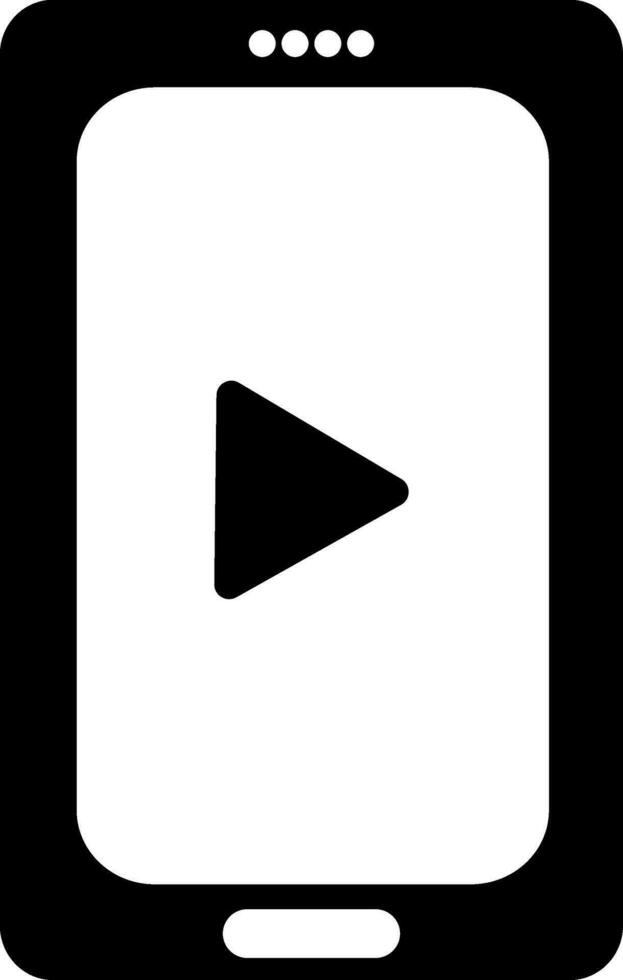 Video player sign with smartphone Black and White icon. vector