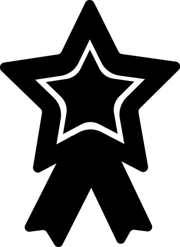Star decorated Black and White badge with ribbon. vector