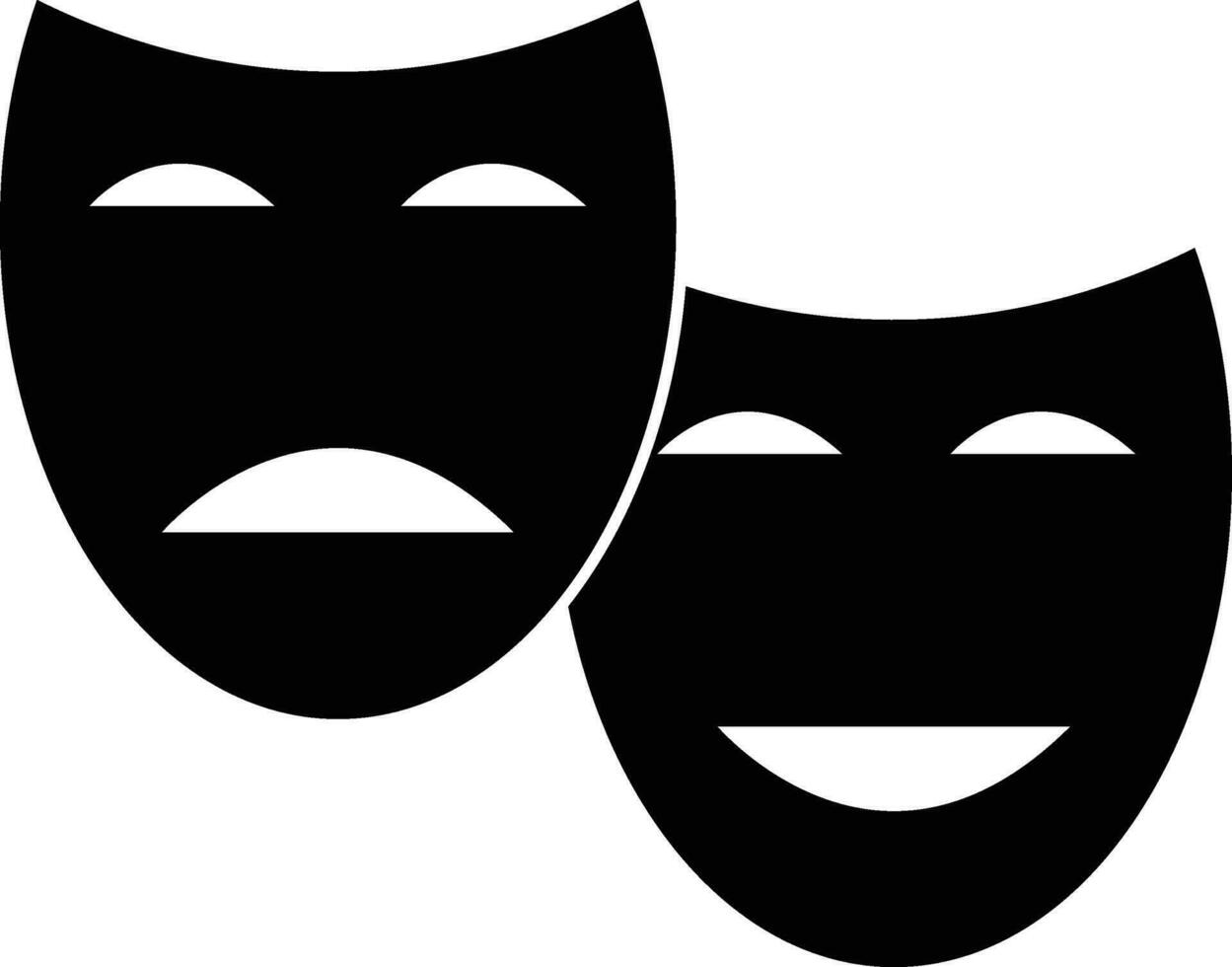 Mask icon for cinema concept in black style. vector