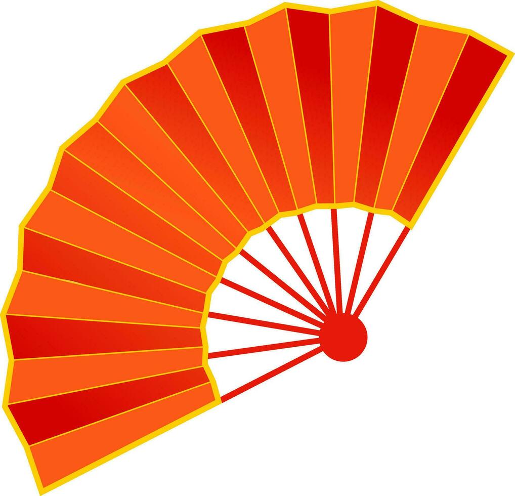 Chinese fan in red and orange color. vector