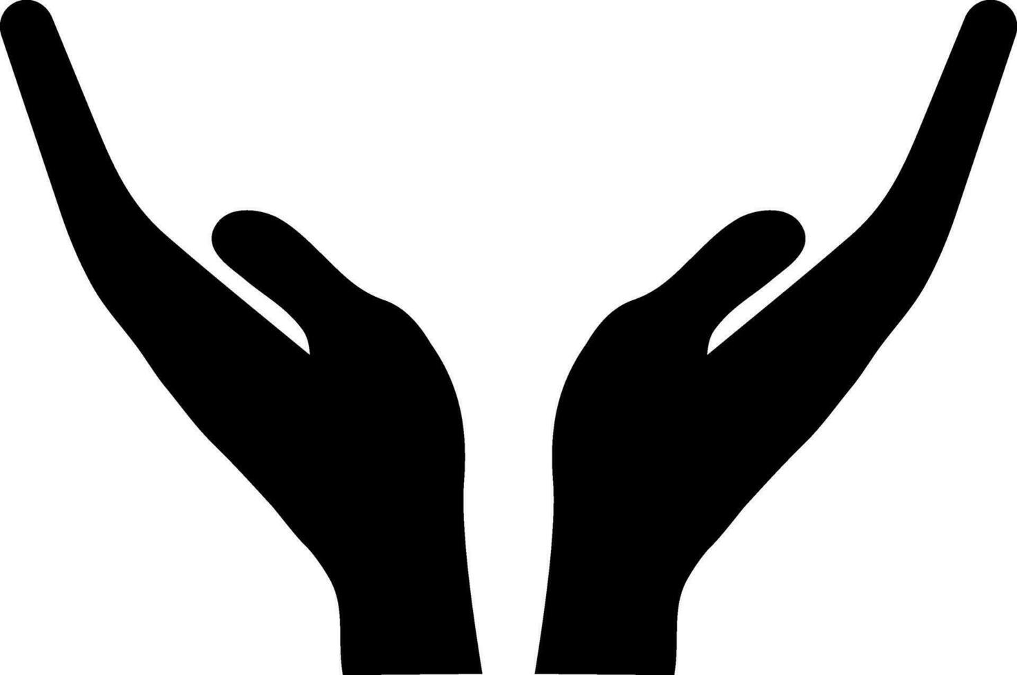 Silhouette of Supporting of caring hand gesture. vector