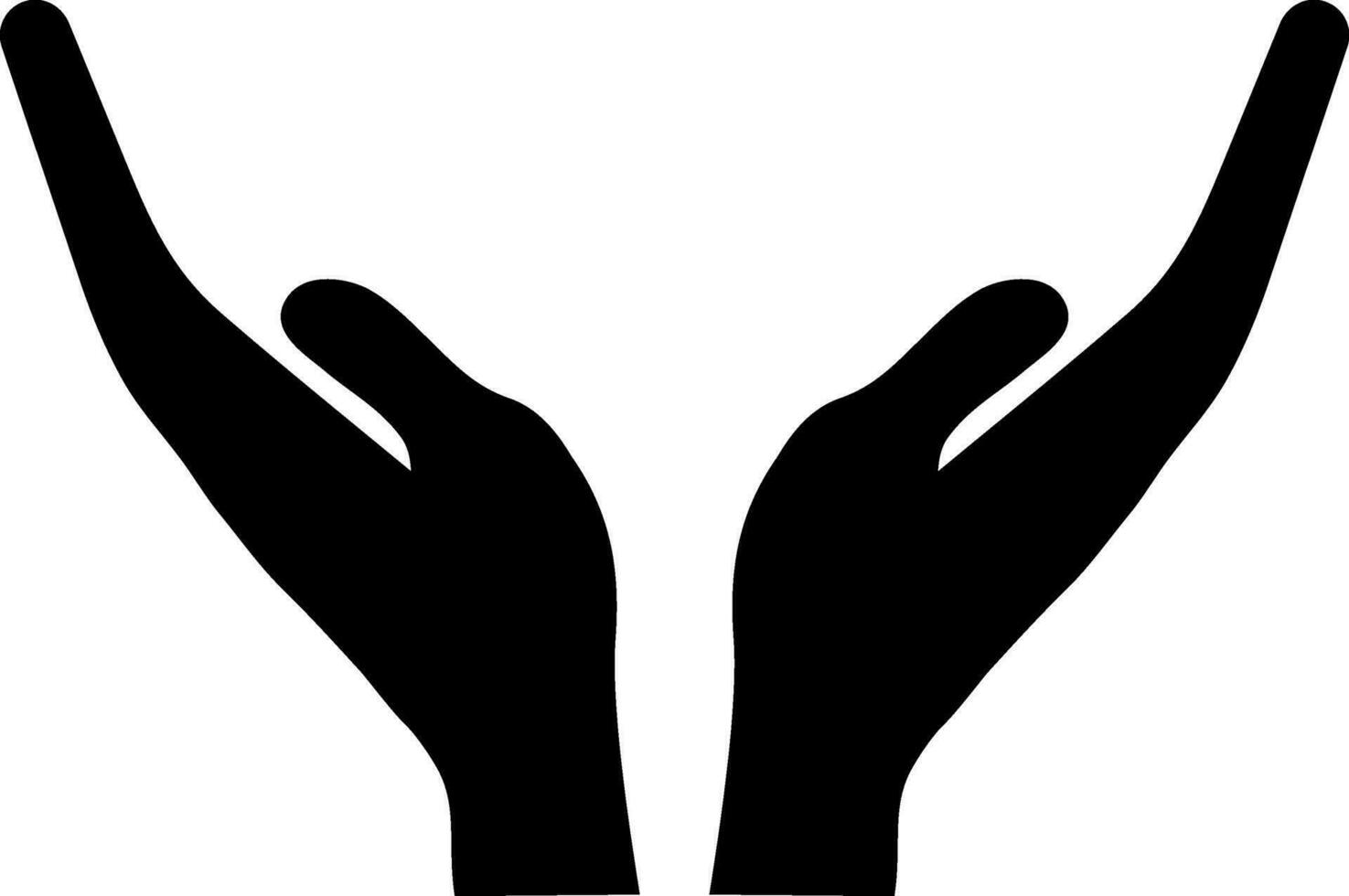 Silhouette of Supporting of caring hand gesture. vector