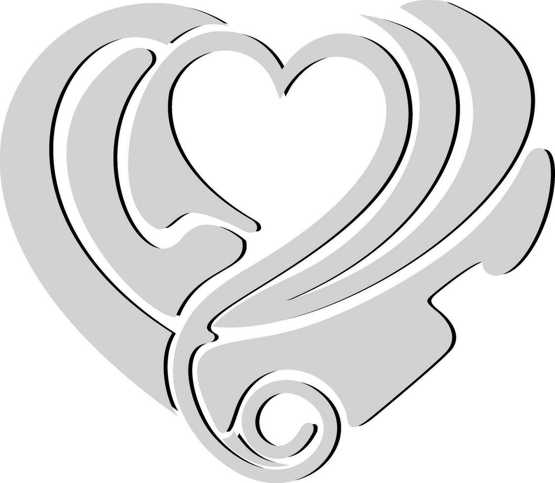 Heart in gray and white color. vector