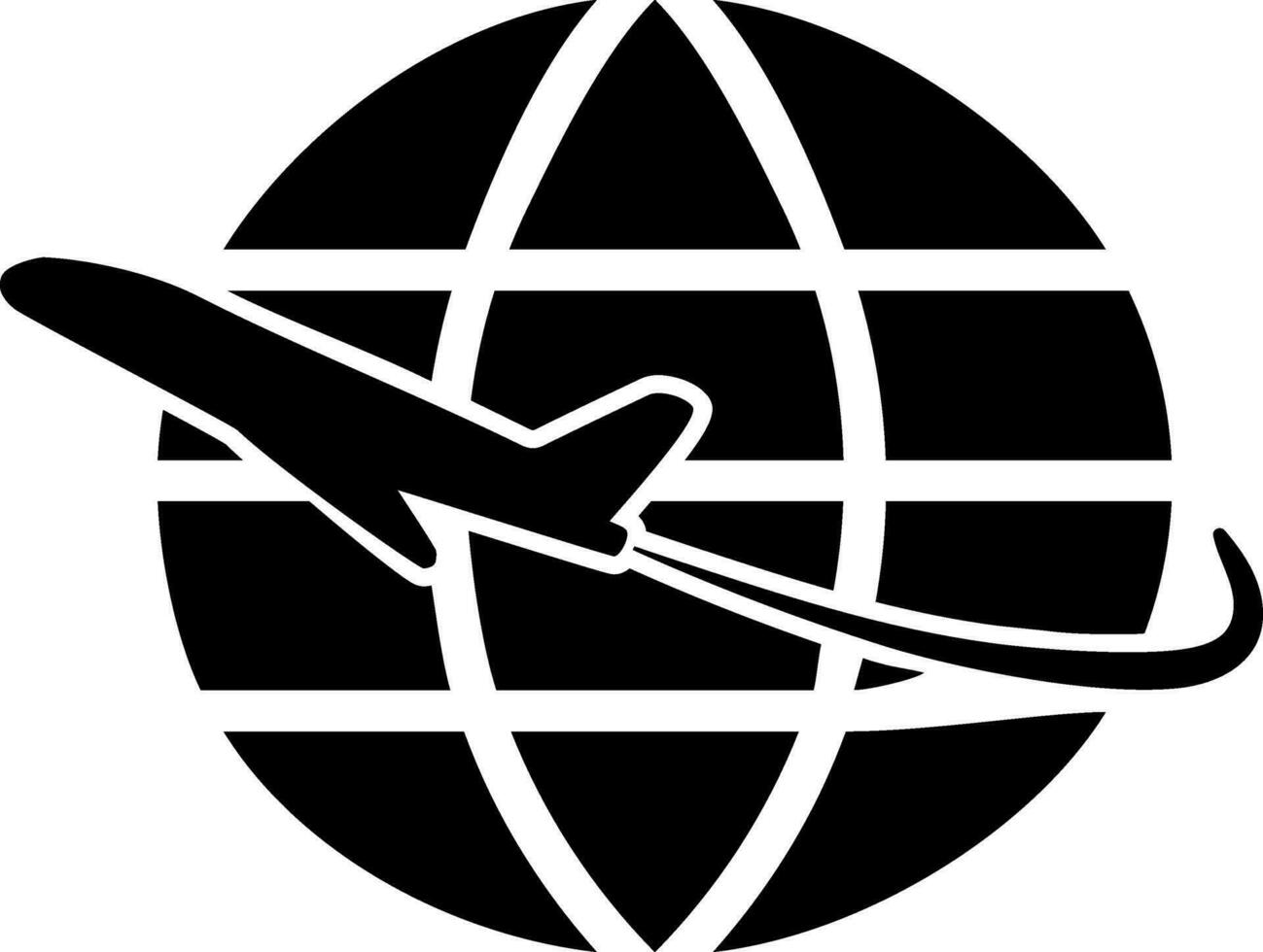 Travel icon with globe and flying plane. vector