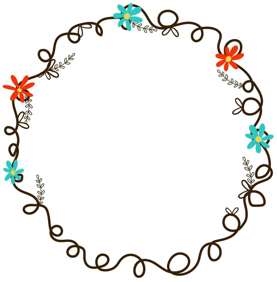 Circular frame with flowers decoration. vector