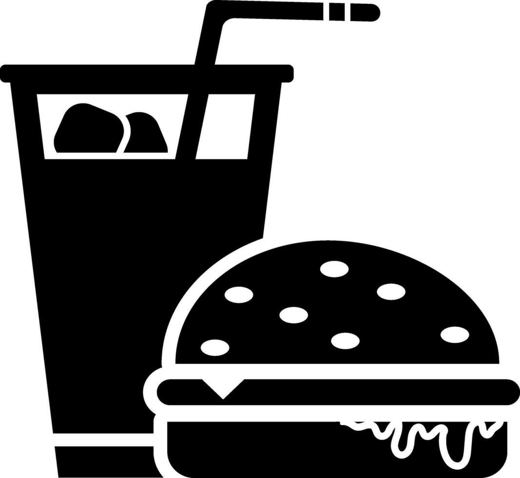 Burger with cold drink, Fast food icon in flat style. vector