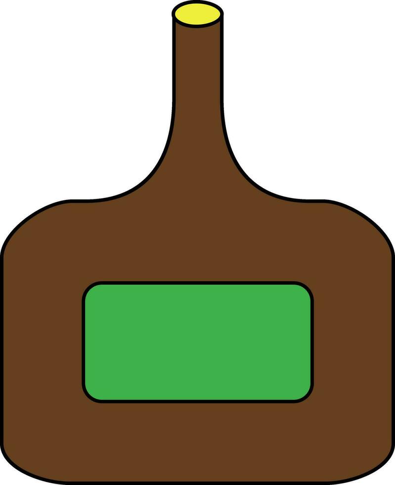 Brown and green beer bottle. vector
