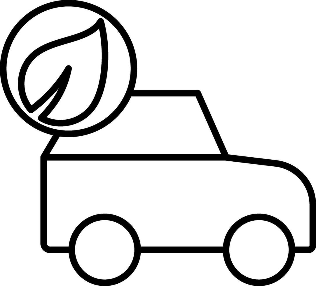 Isolated Eco Car Icon In Stroke Style. vector