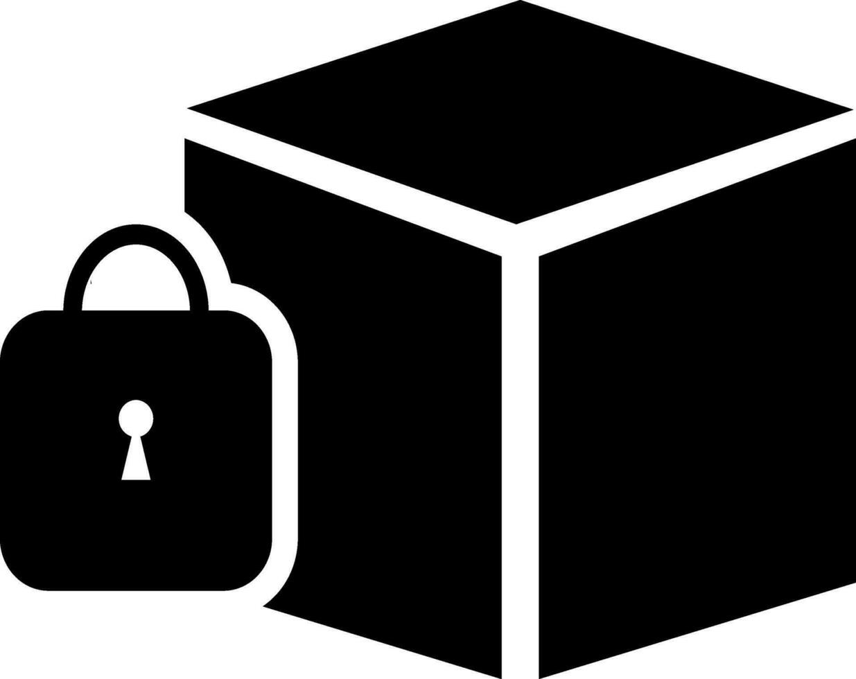 black and white box with lock. vector