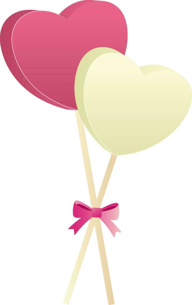 Valentines day with two heart shape lollipops vector