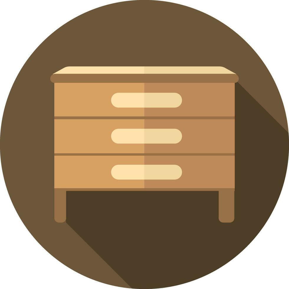 Flat Style Drawer Icon On Brown Background. vector
