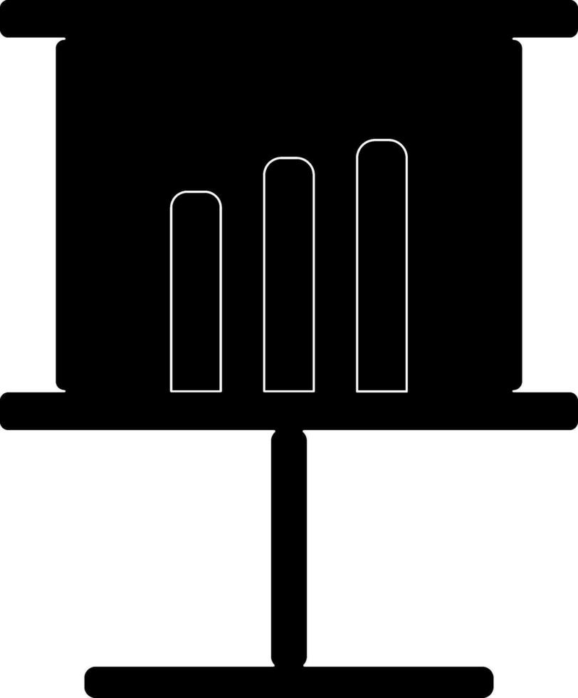 Black and white graph presenting on board. Glyph icon or symbol. vector