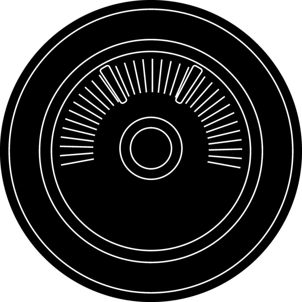 Black and white speedometer in flat style. Glyph icon or symbol. vector