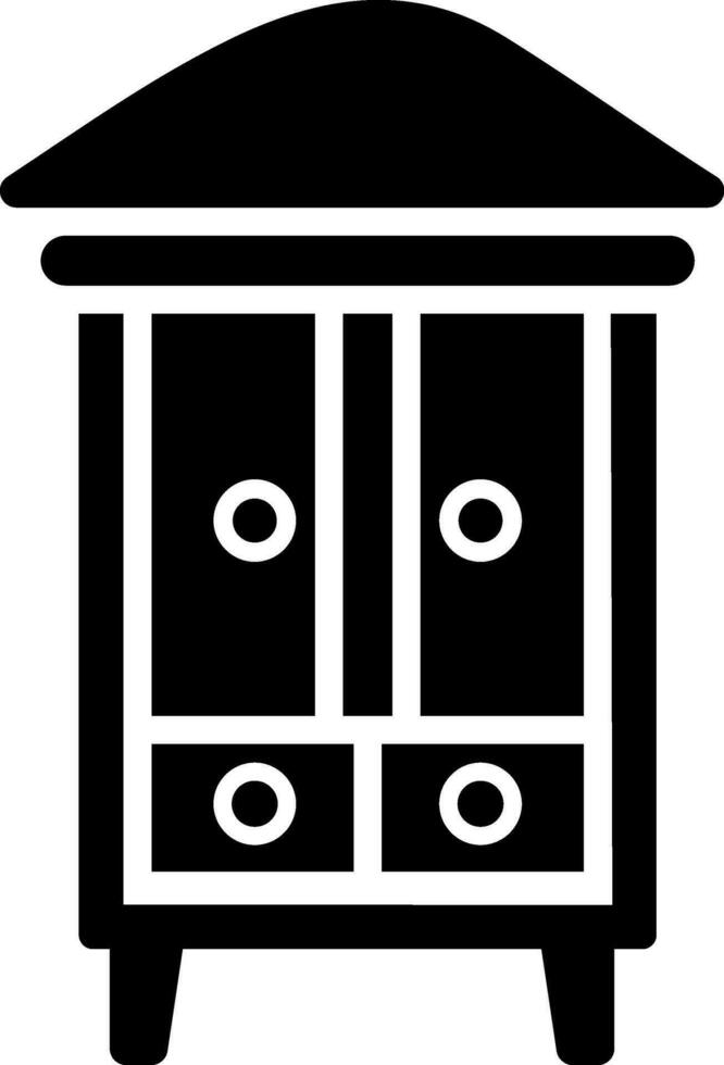 Black and white cupboard in flat style. Glyph icon or symbol. vector