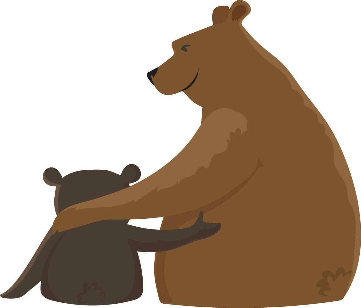 Character of father bear with cub. vector