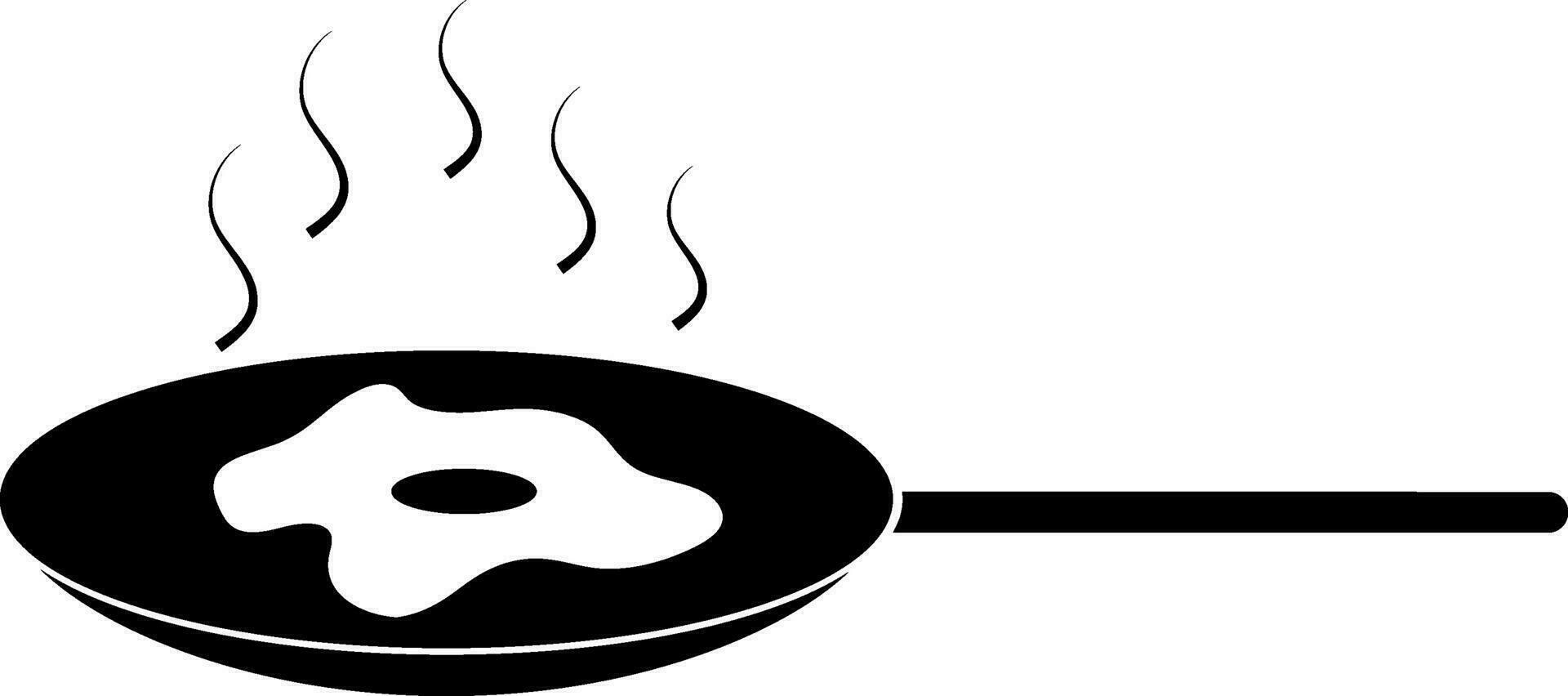 Egg fry on pan. Glyph icon or symbol. vector