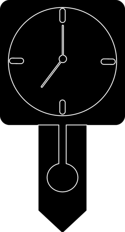 Illustration of a Black and white wall clock. Glyph icon or symbol. vector