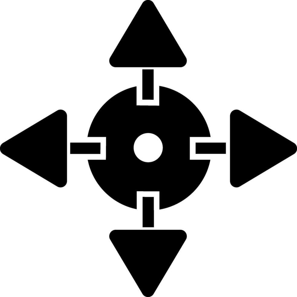 Four way direction arrows in Black and white color. vector