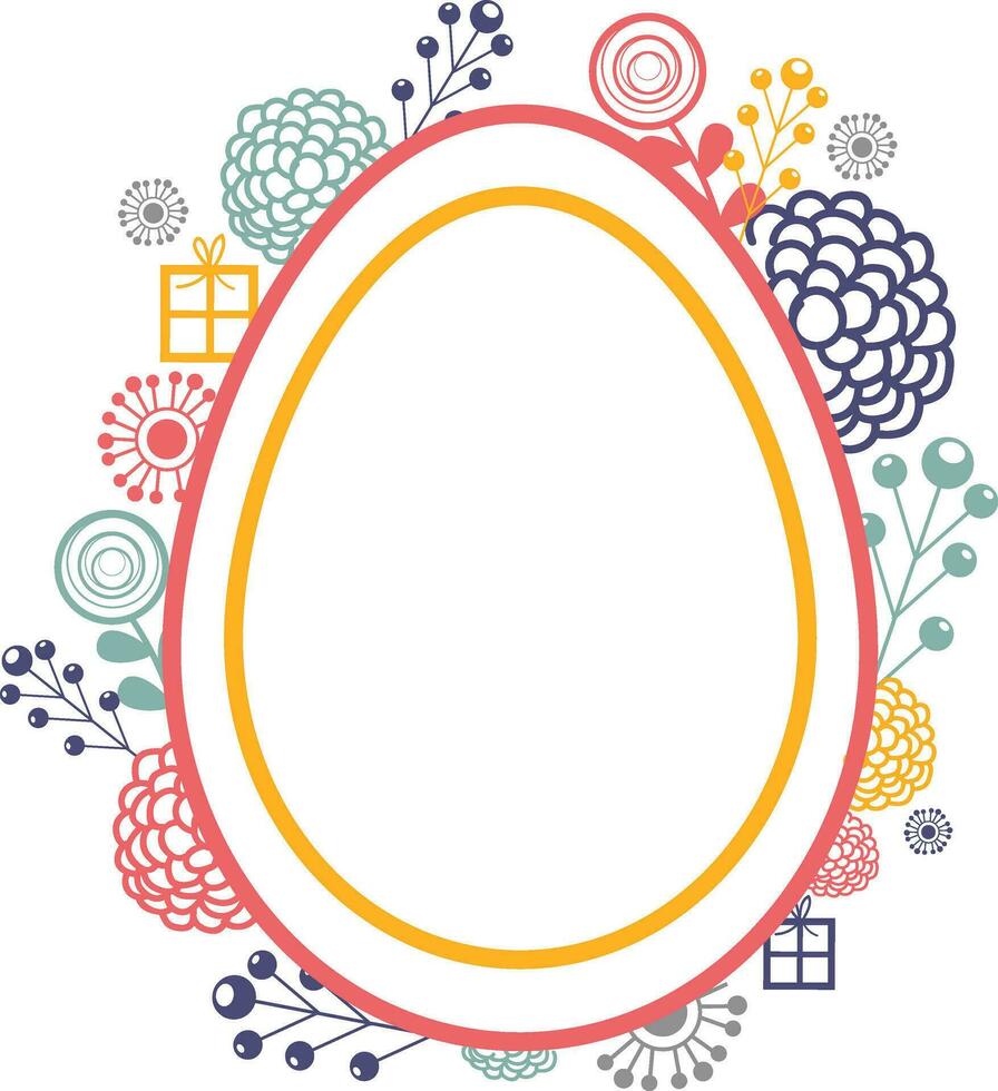 Easter egg on colorful floral elements. vector
