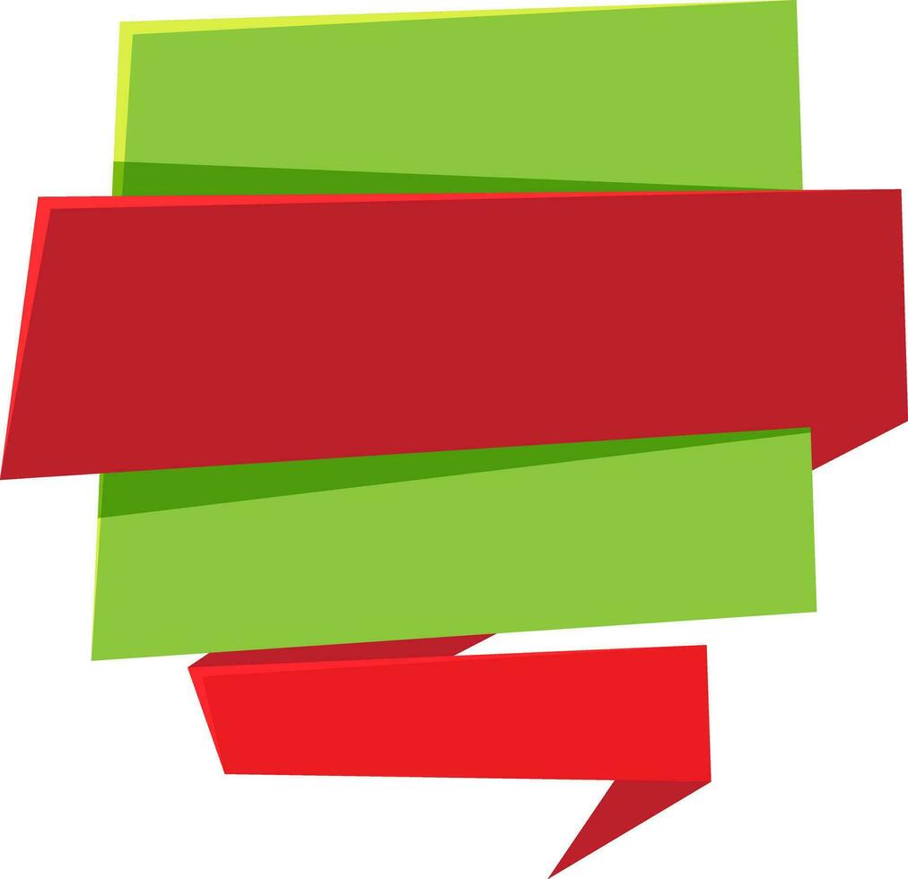 Green and red origami paper banner design. vector
