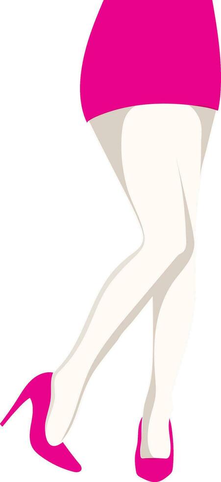 Woman wearing pink dress and high heels. vector