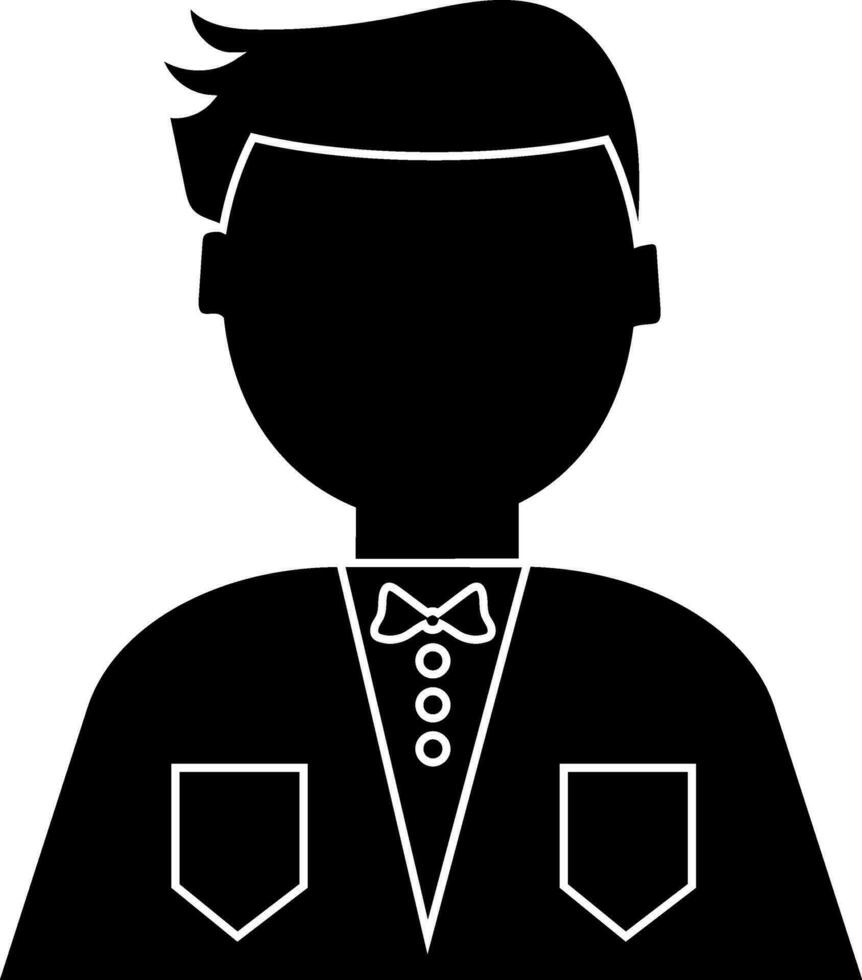 Character of faceless waiter. Glyph icon or symbol. vector