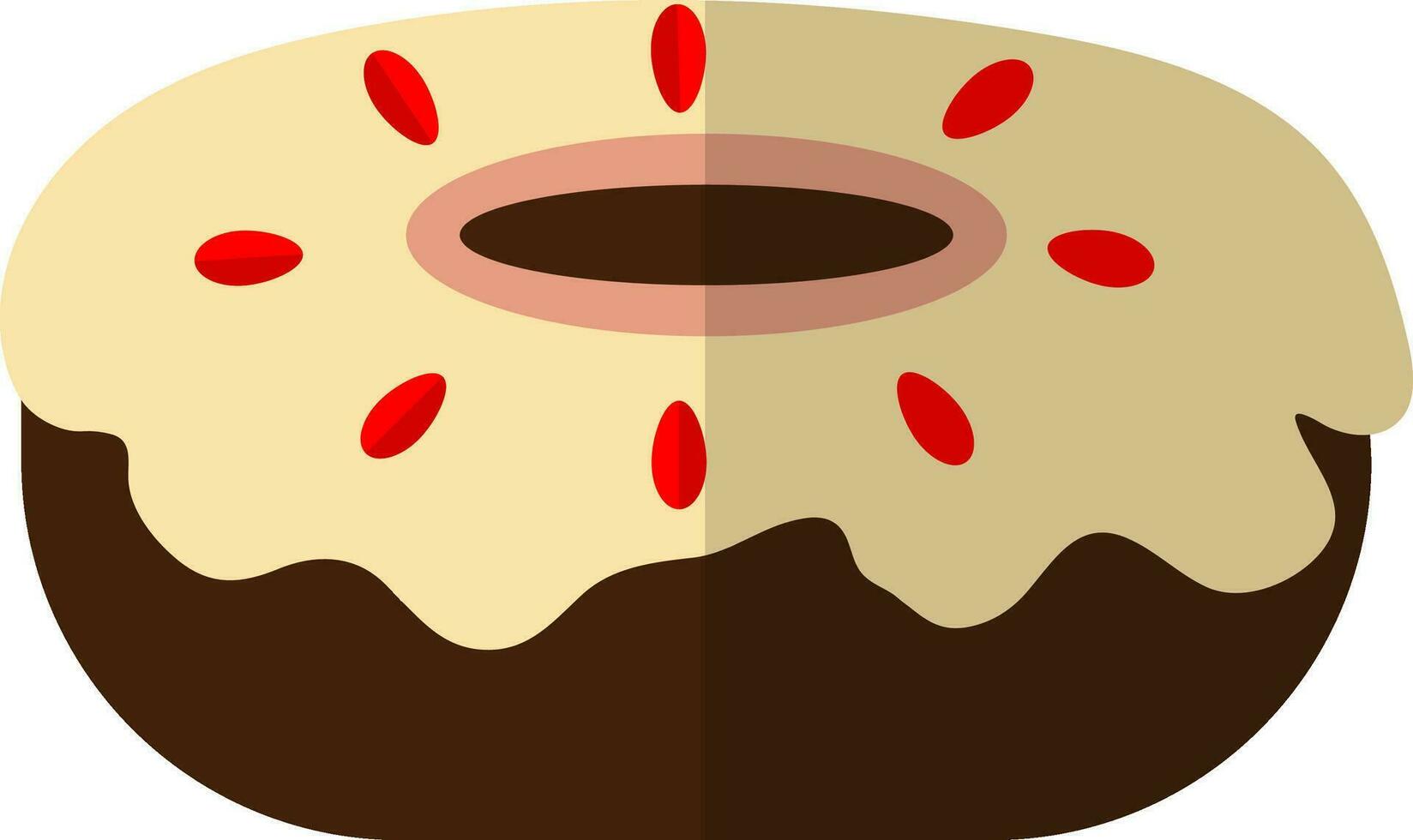 Brown donut in flat style. vector