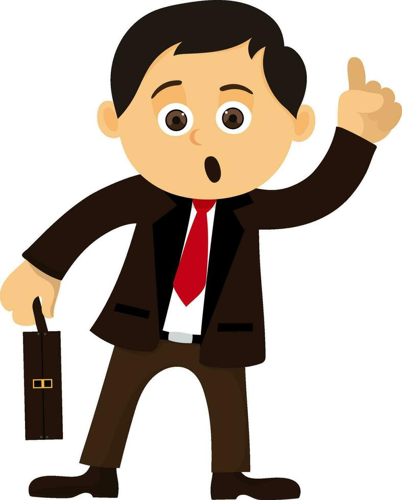 Character of a Businessman holding briefcase. vector