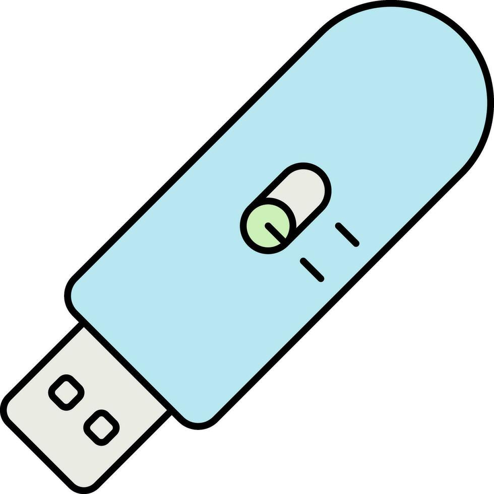 Blue Pen Drive Icon In Flat Style. vector