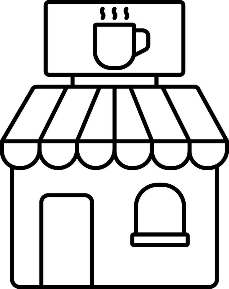 Coffee Shop Icon In Black Outline. vector