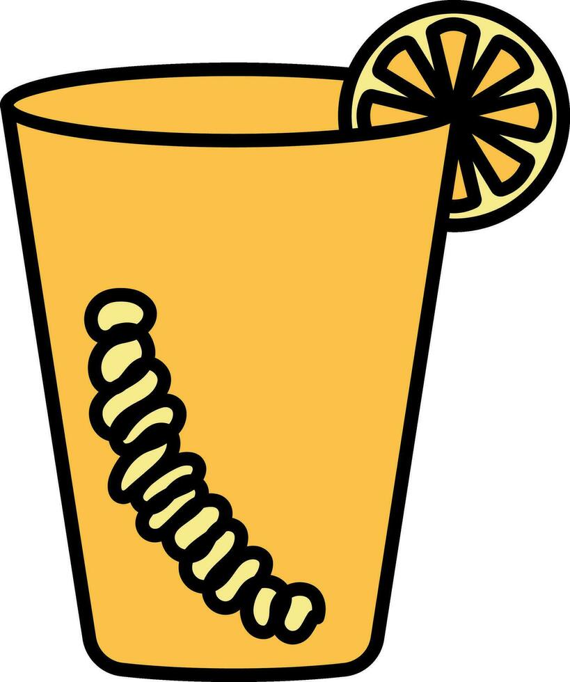 mezcal bebida vaso con limón rebanada icono en amarillo color. vector
