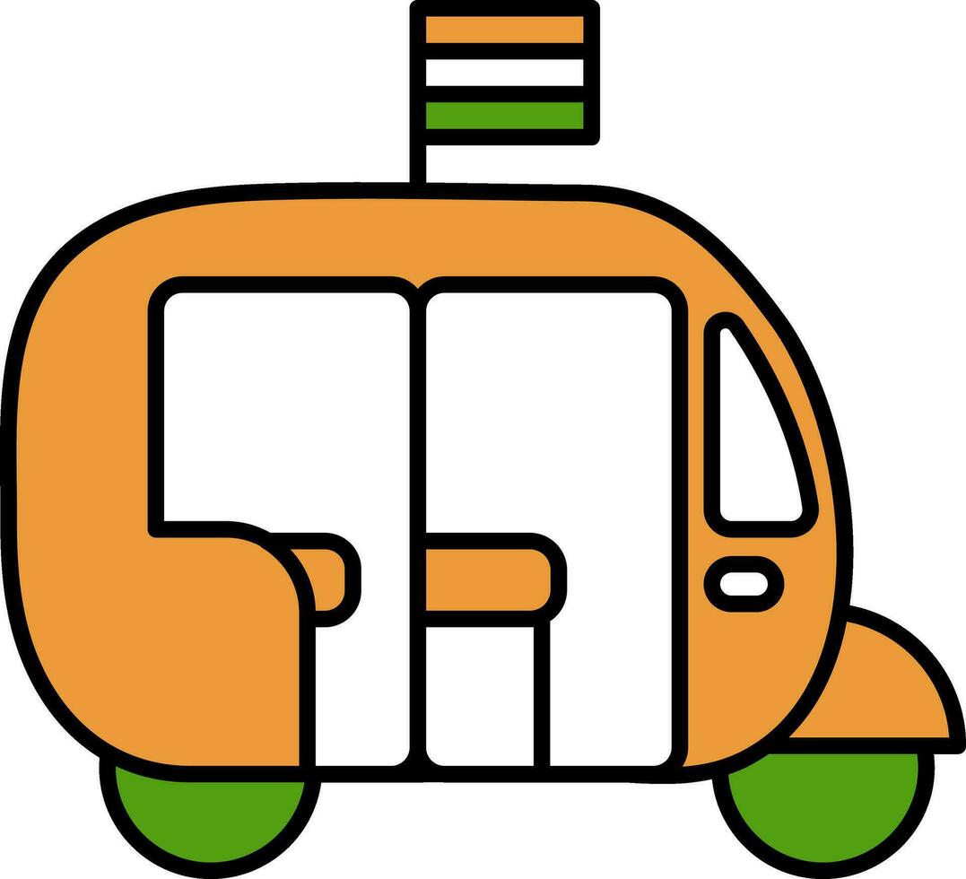 Tricolor Auto Rickshaw Icon In Flat Style. vector
