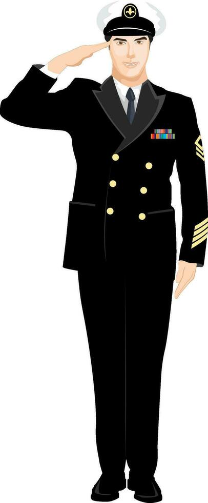 Cartoon character of a navy officer. vector