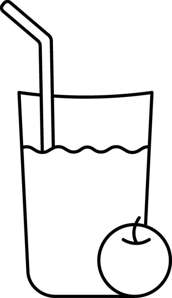 Orange Juice Glass Icon In Thin Line Art. vector