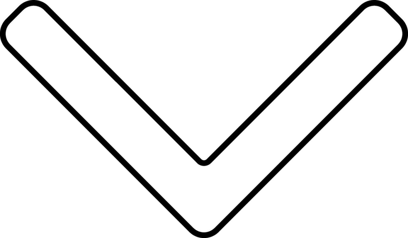 Black Linear Style Triangle Down Arrow Icon. vector