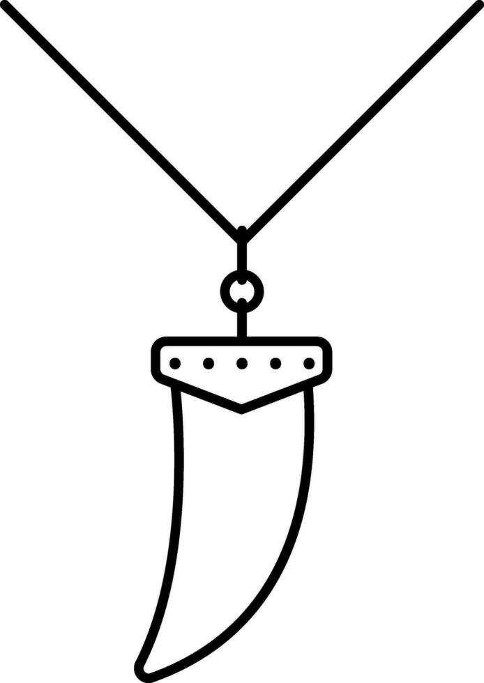 Tooth Pendant Icon In Black Outline. vector