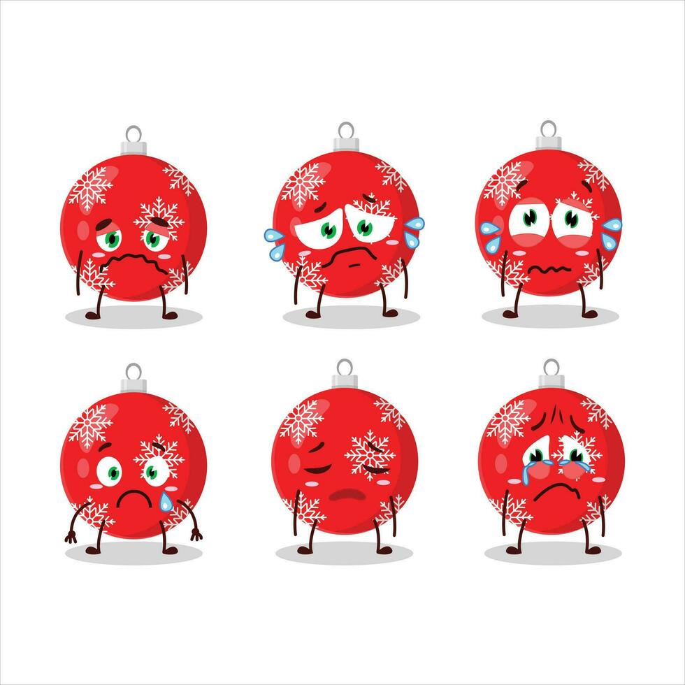 Christmas ball red cartoon character with sad expression vector