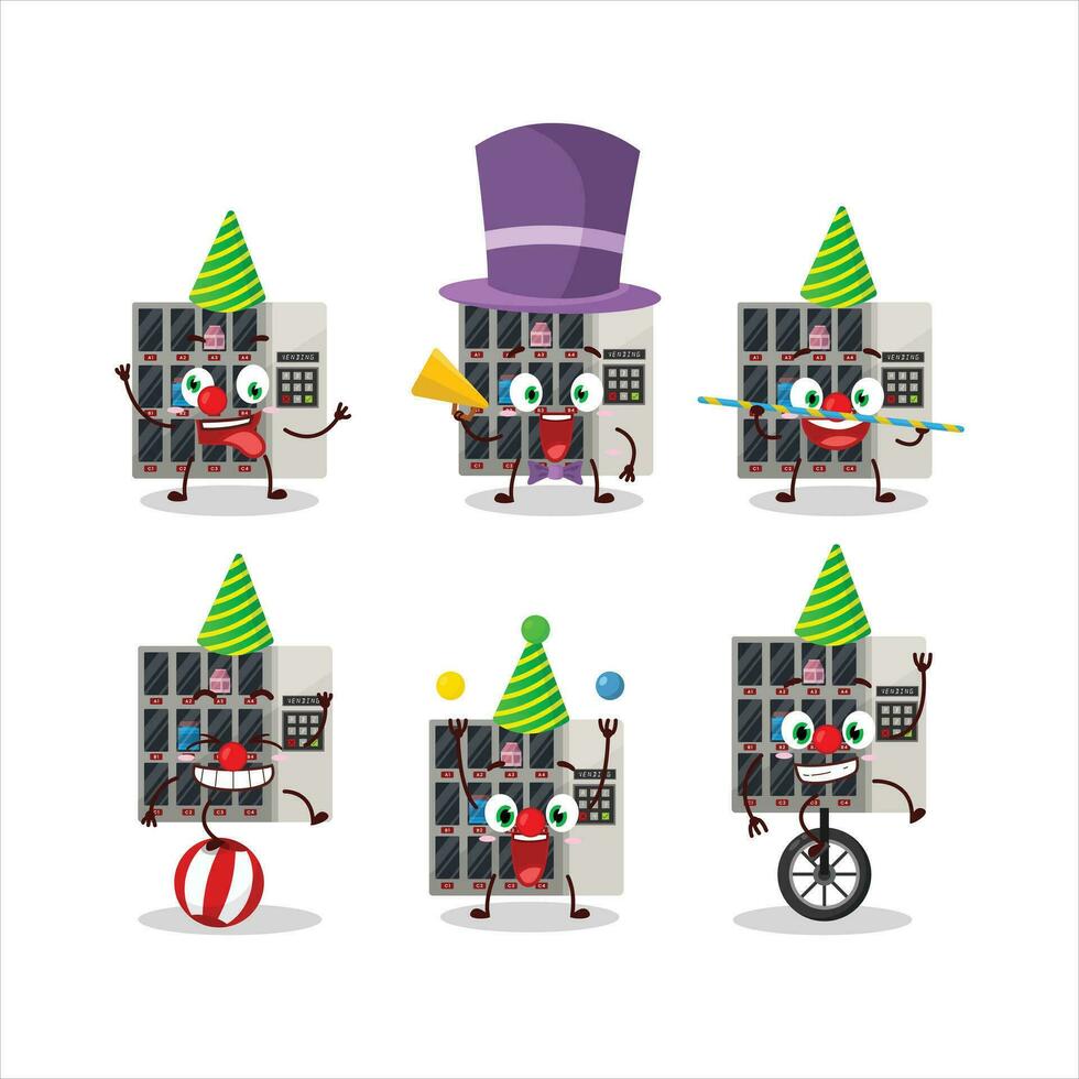 Cartoon character of vending machine with various circus shows vector