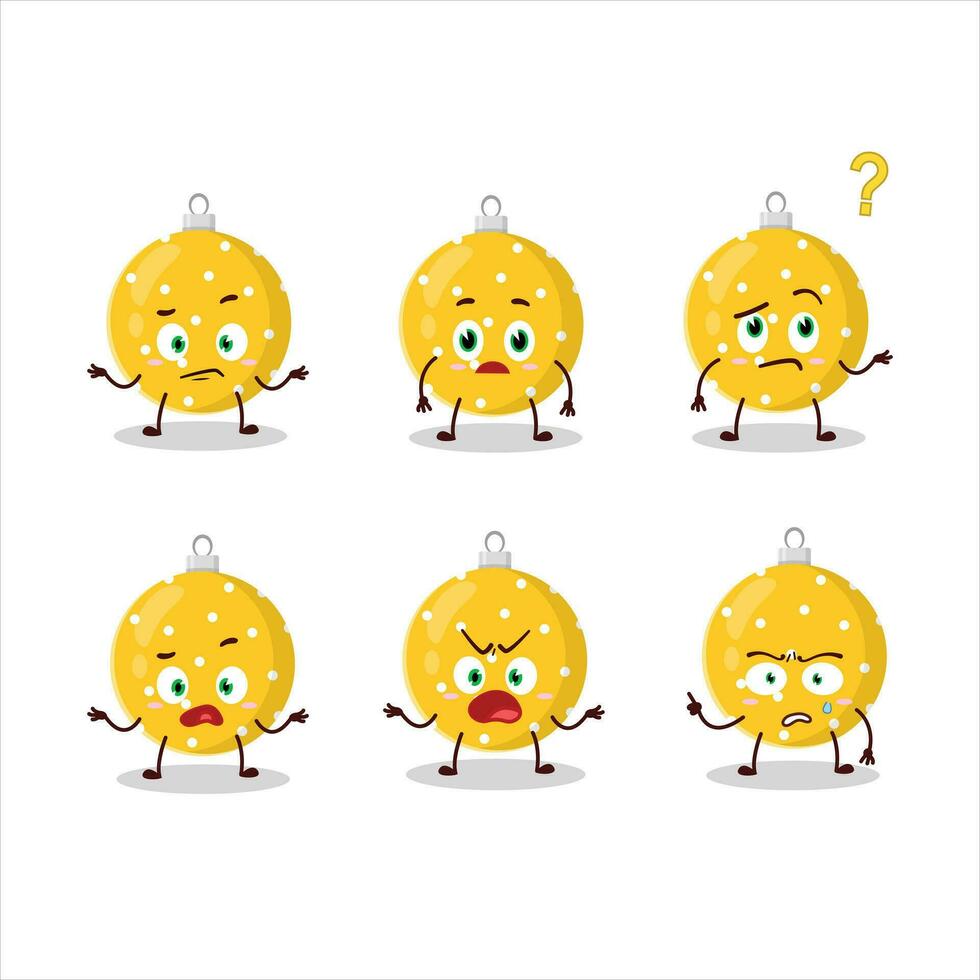 Cartoon character of christmas ball yellow with what expression vector