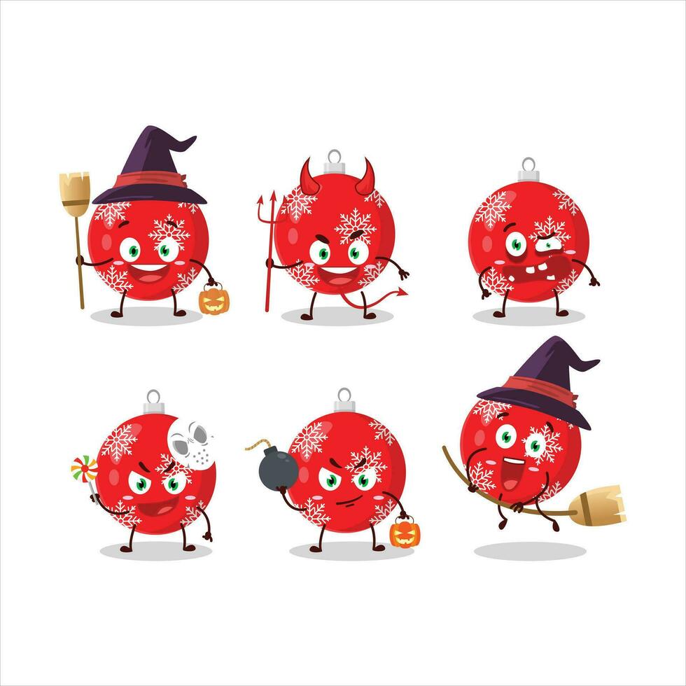 Halloween expression emoticons with cartoon character of christmas ball red vector