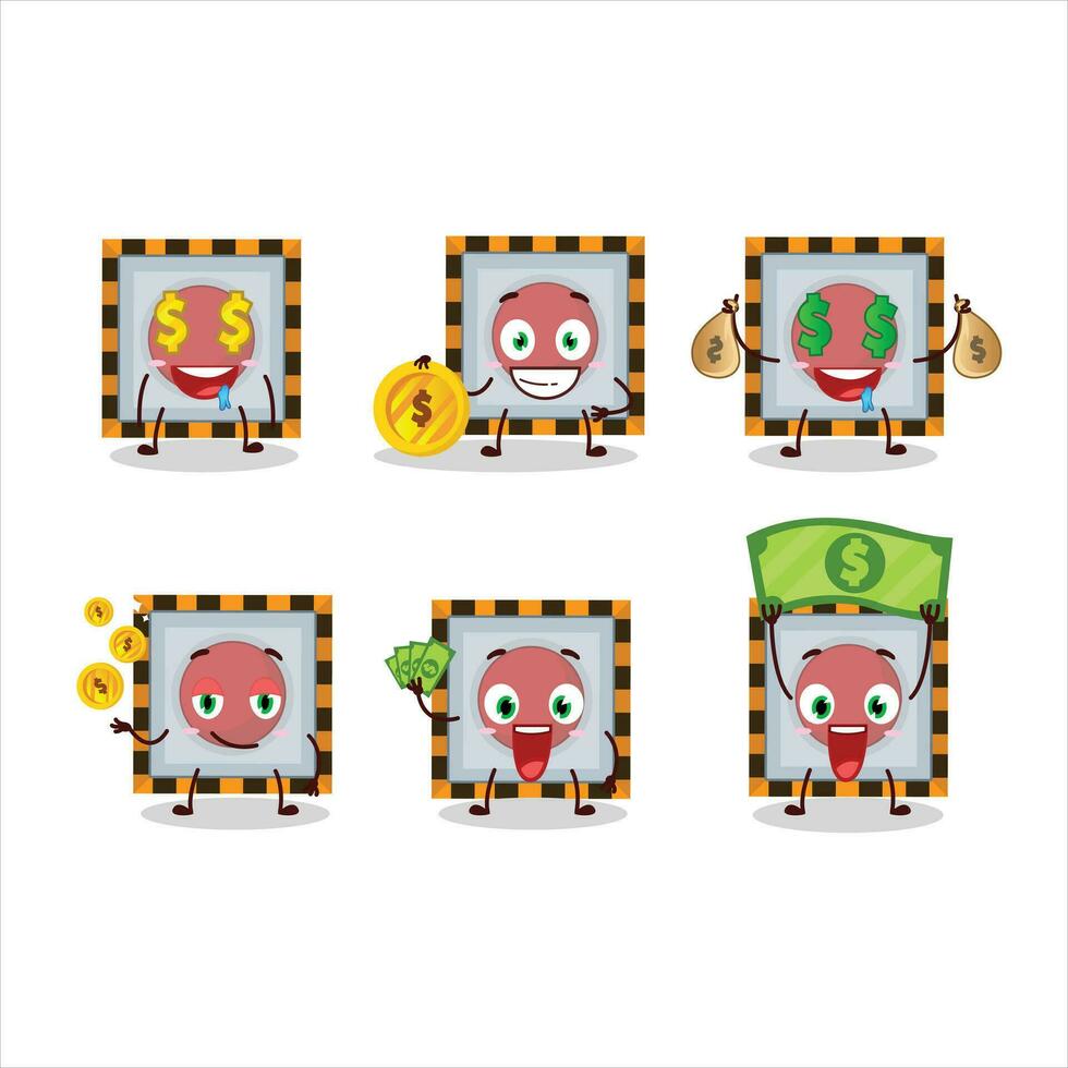 emergencia botón dibujos animados personaje con linda emoticon traer dinero vector