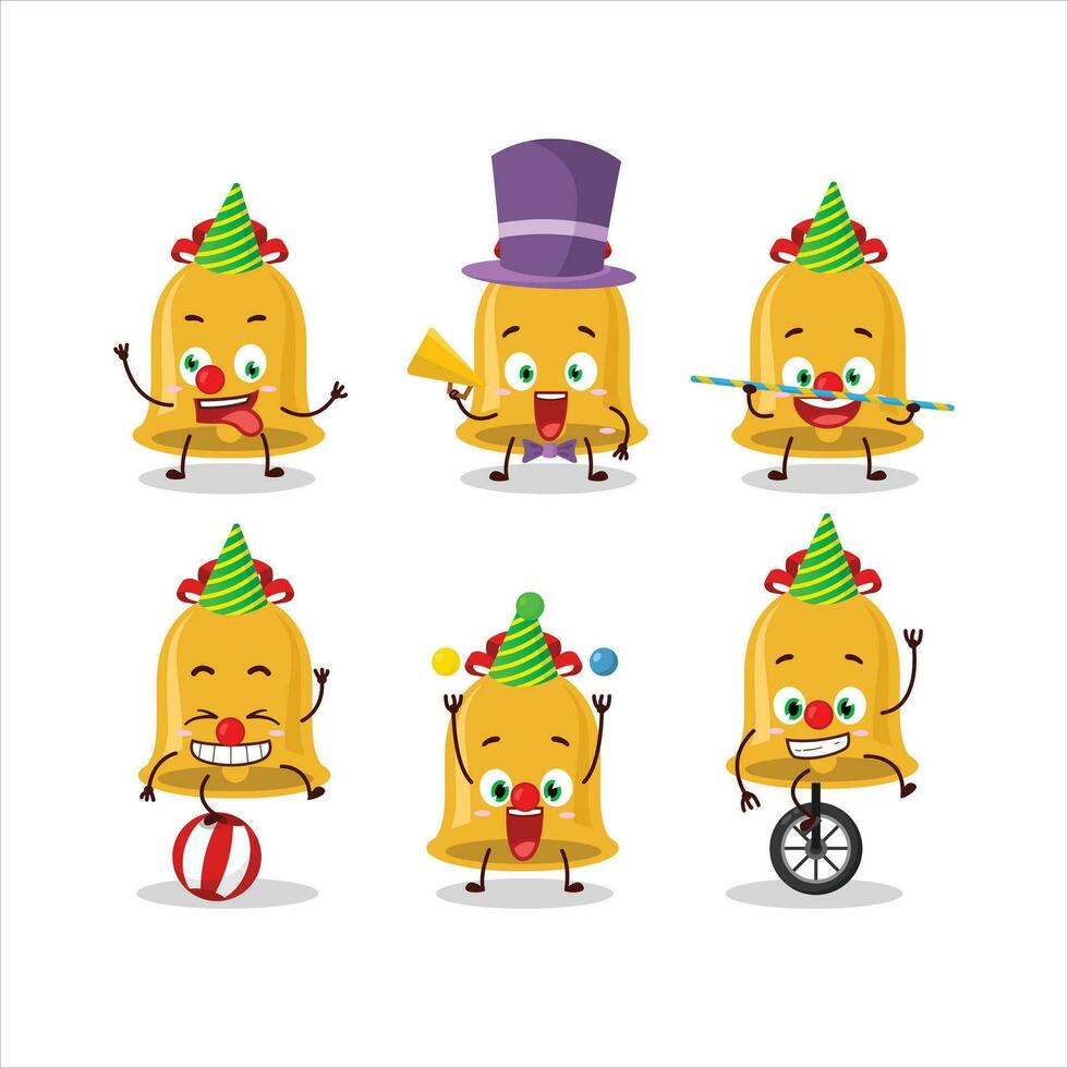 dibujos animados personaje de Navidad campana con varios circo muestra vector