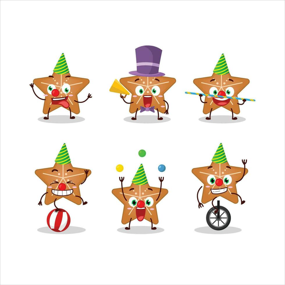 Cartoon character of stars cookie with various circus shows vector