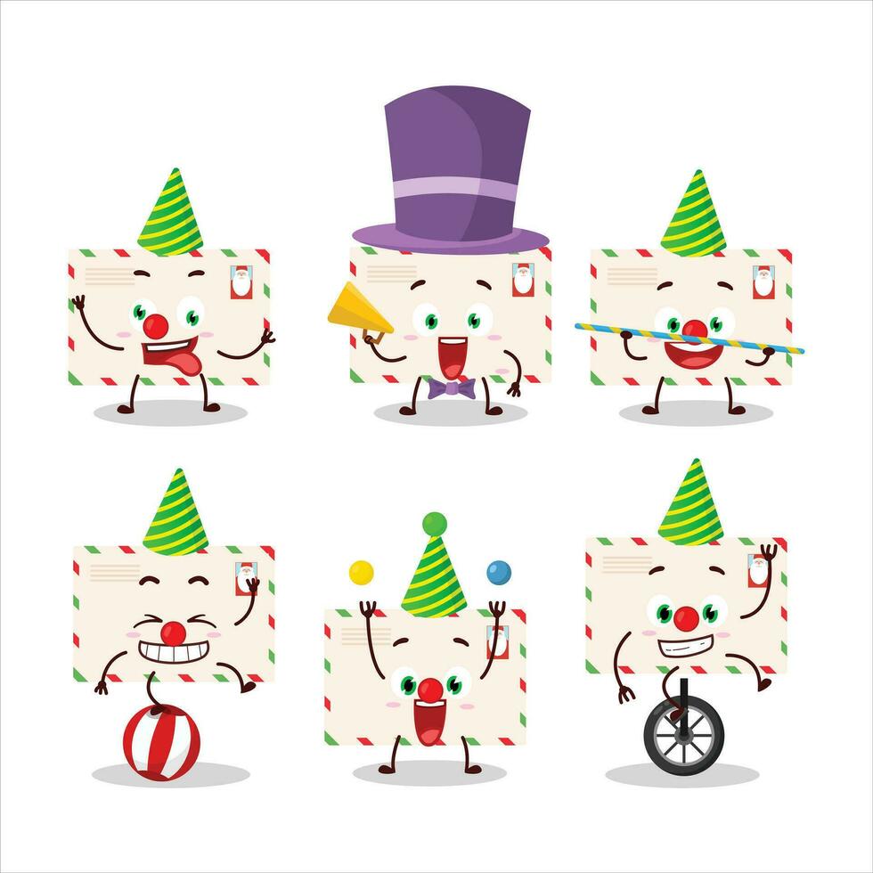 Cartoon character of santa envelopes with various circus shows vector