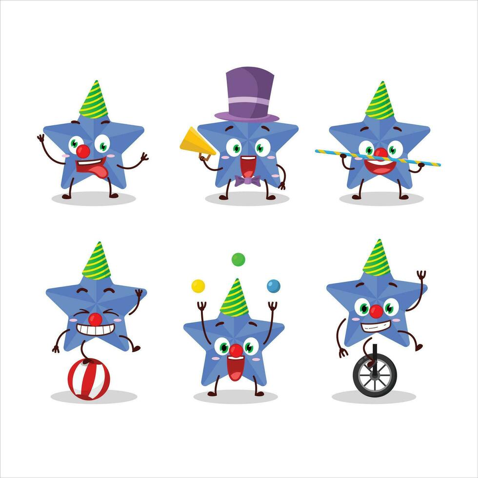 Cartoon character of new blue stars with various circus shows vector