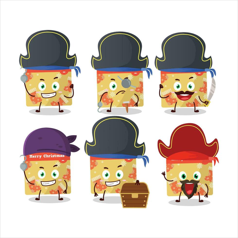 dibujos animados personaje de Primero diciembre calendario con varios piratas emoticones vector