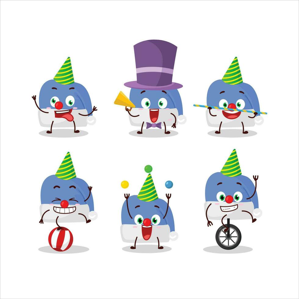 dibujos animados personaje de azul Papa Noel sombrero con varios circo muestra vector