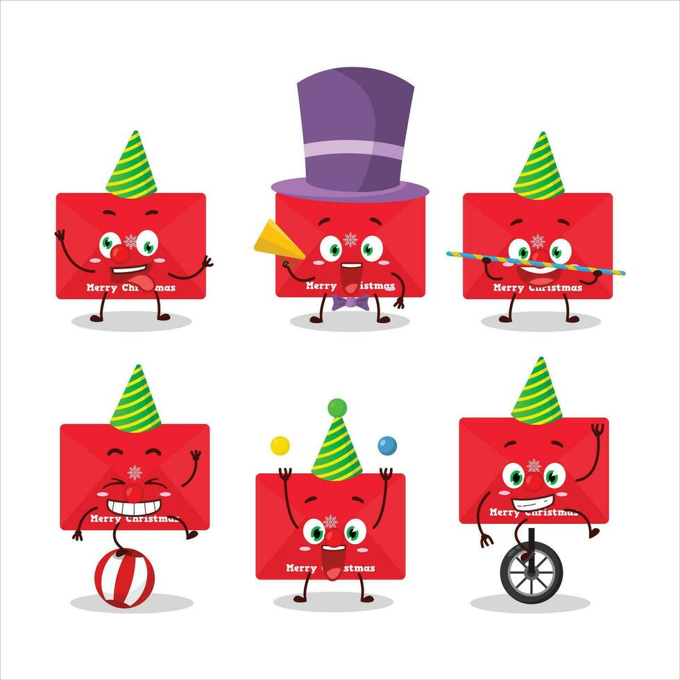 dibujos animados personaje de rojo Navidad sobres con varios circo muestra vector