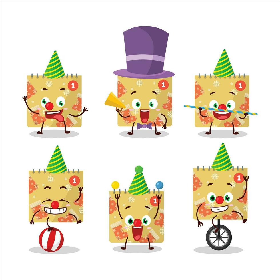 Cartoon character of 1st december calendar with various circus shows vector