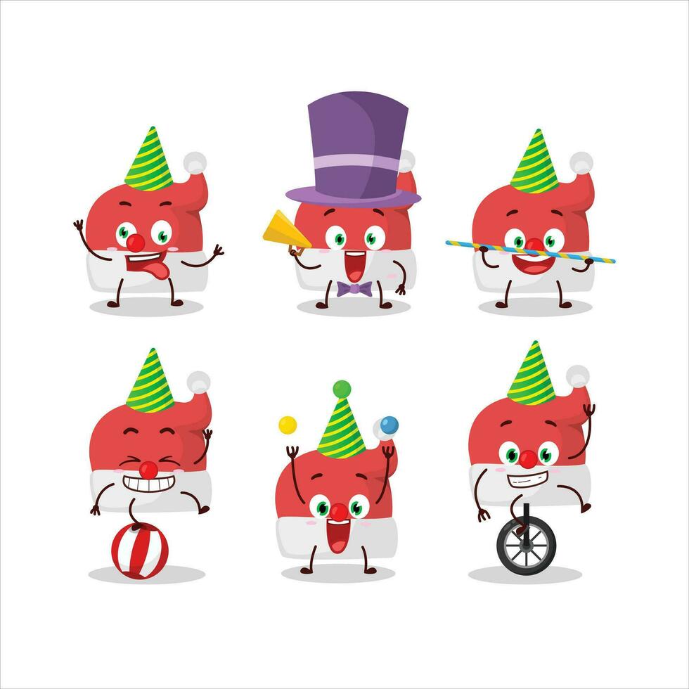 dibujos animados personaje de rojo Papa Noel sombrero con varios circo muestra vector